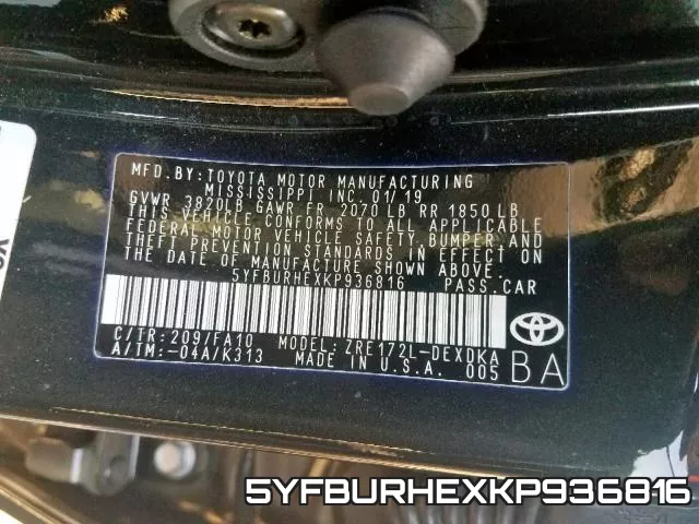 5YFBURHEXKP936816 фото 2