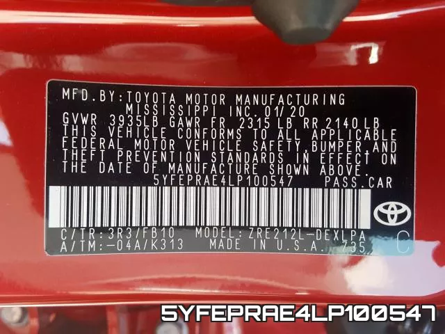 5YFEPRAE4LP100547 фото 2