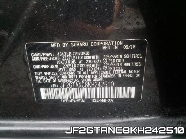 JF2GTANC8KH242510 фото 2
