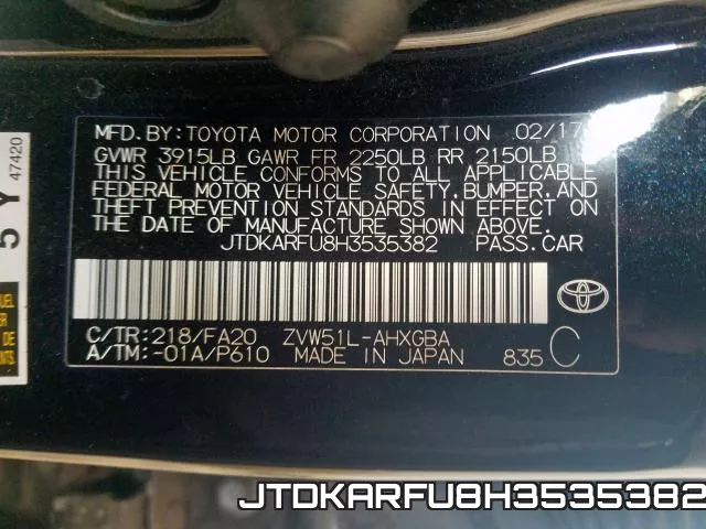 JTDKARFU8H3535382 фото 2