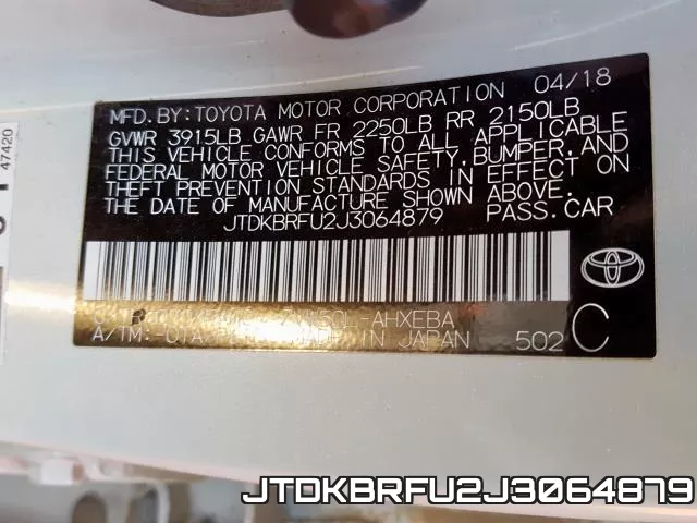JTDKBRFU2J3064879 фото 2