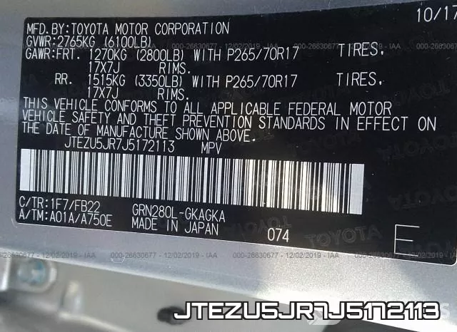 JTEZU5JR7J5172113 фото 10