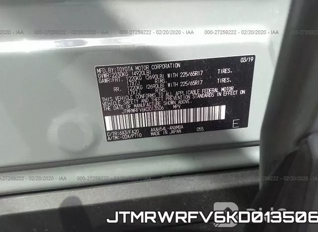 JTMRWRFV6KD013506 фото 10