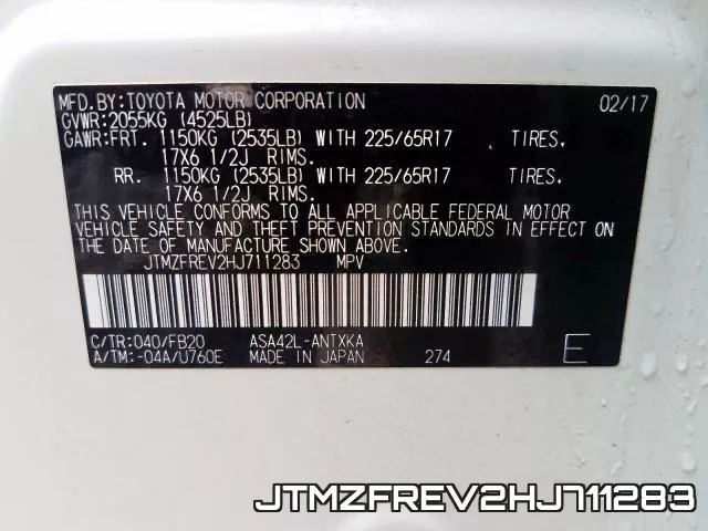 JTMZFREV2HJ711283 фото 2