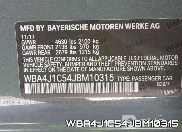 WBA4J1C54JBM10315 фото 10