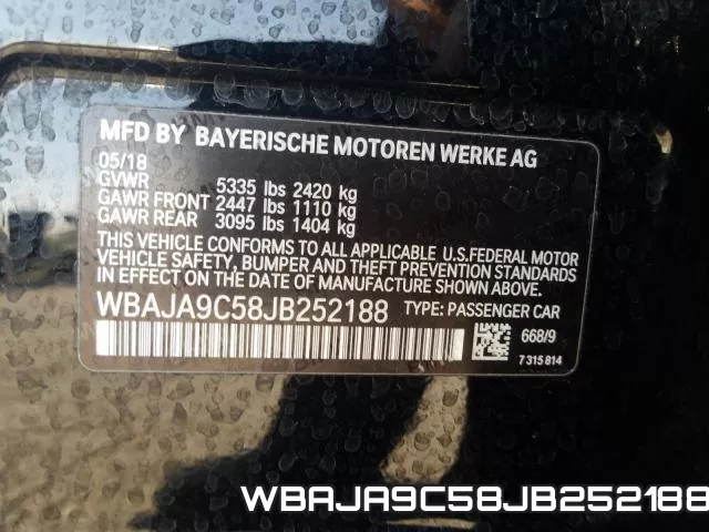 WBAJA9C58JB252188 фото 2