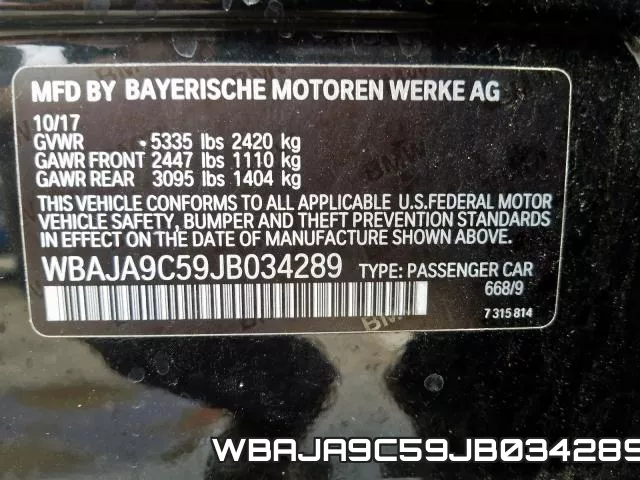WBAJA9C59JB034289 фото 2