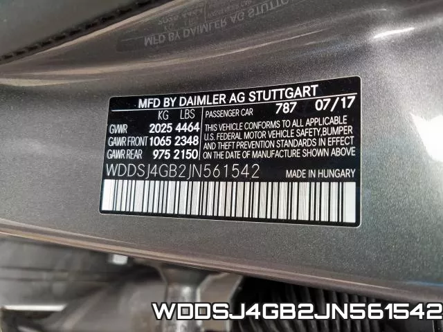 WDDSJ4GB2JN561542 фото 2