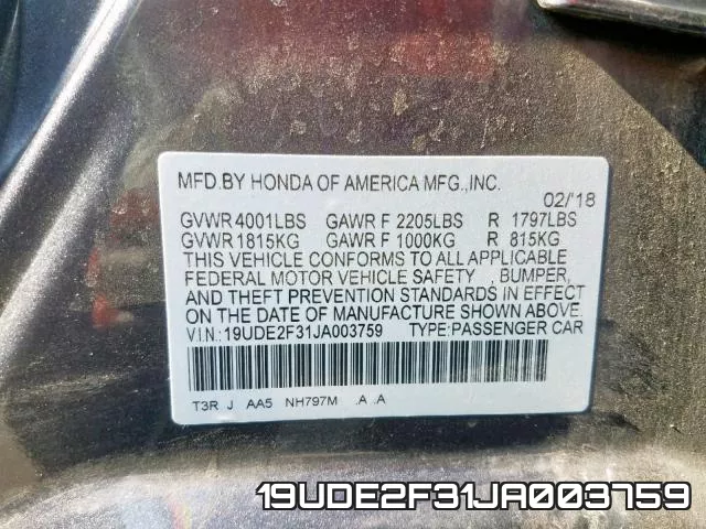 19UDE2F31JA003759 фото 2