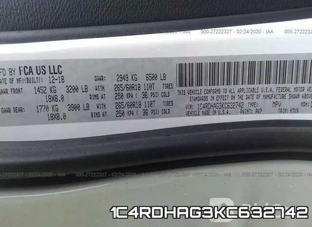 1C4RDHAG3KC632742 фото 10