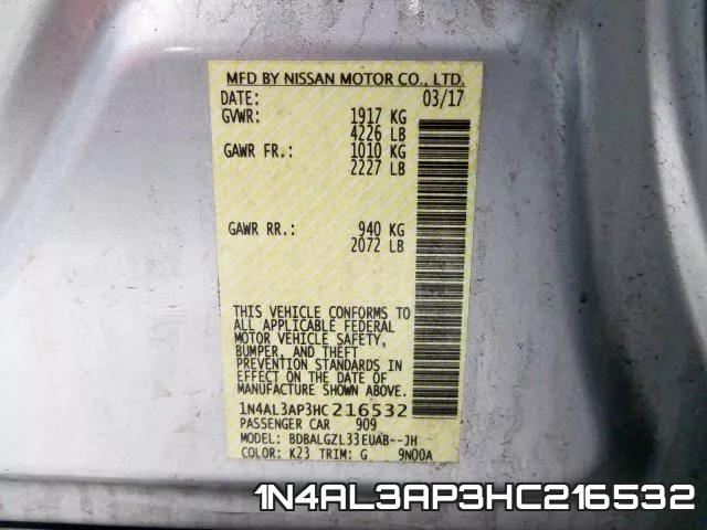 1N4AL3AP3HC216532 фото 2