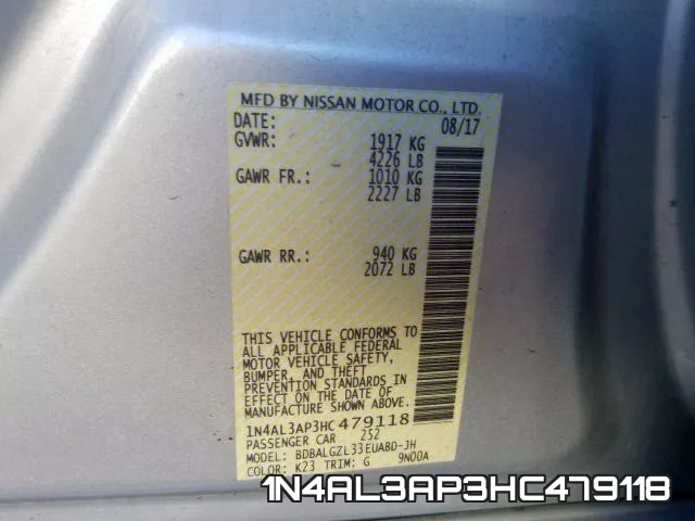 1N4AL3AP3HC479118 фото 2