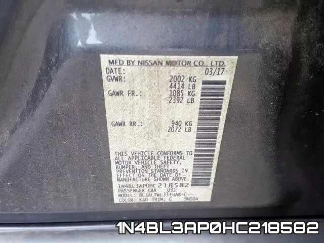 1N4BL3AP0HC218582 фото 2