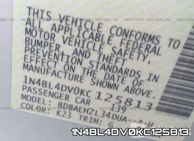 1N4BL4DV0KC125813 фото 10