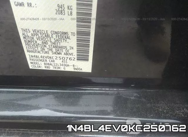 1N4BL4EV0KC250762 фото 10