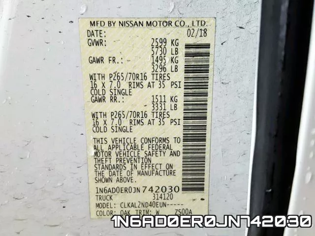 1N6AD0ER0JN742030 фото 2