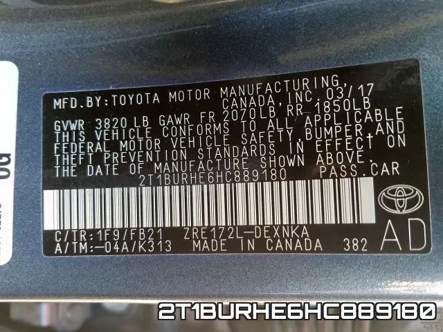 2T1BURHE6HC889180 фото 2