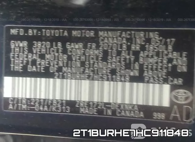 2T1BURHE7HC911848 фото 6