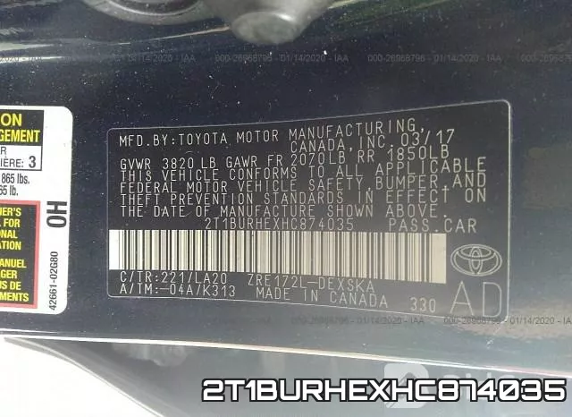 2T1BURHEXHC874035 фото 7