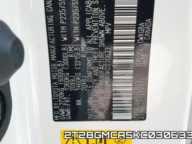 2T2BGMCA5KC030633 фото 2