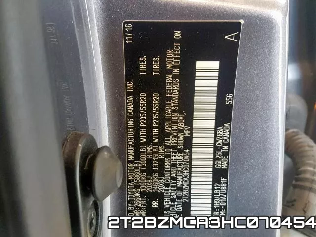 2T2BZMCA3HC070454 фото 2