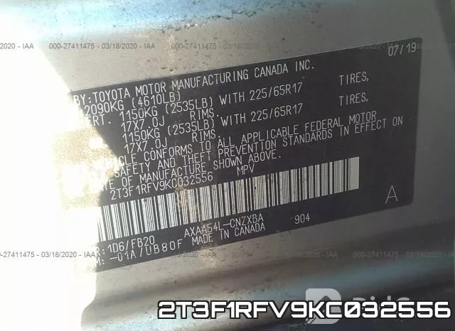 2T3F1RFV9KC032556 фото 10