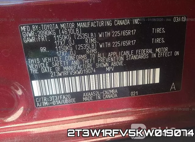 2T3W1RFV5KW019074 фото 8