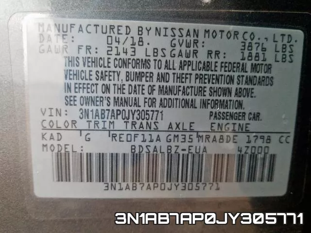 3N1AB7AP0JY305771 фото 2