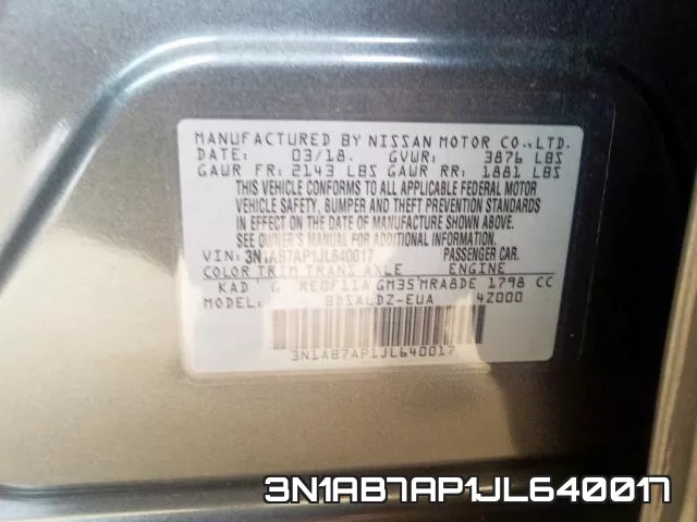 3N1AB7AP1JL640017 фото 2