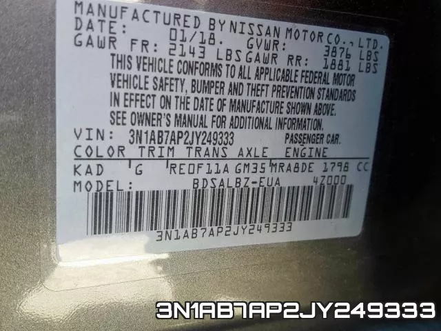 3N1AB7AP2JY249333 фото 2
