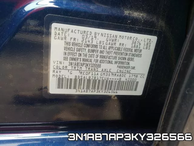 3N1AB7AP3KY326566 фото 2