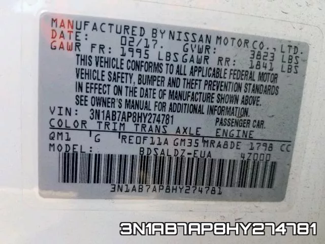 3N1AB7AP8HY274781 фото 2