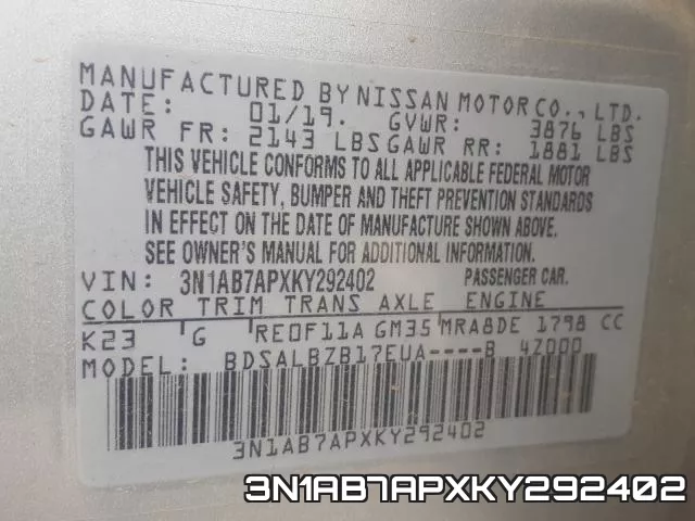 3N1AB7APXKY292402 фото 2