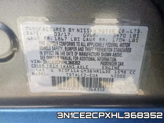 3N1CE2CPXHL368352 фото 2