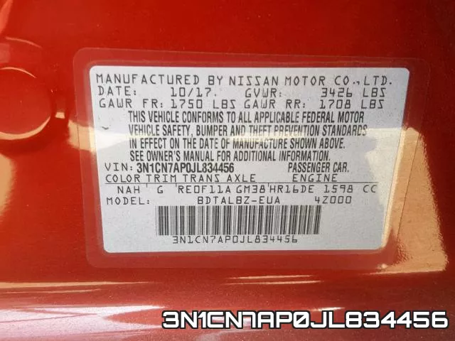 3N1CN7AP0JL834456 фото 2