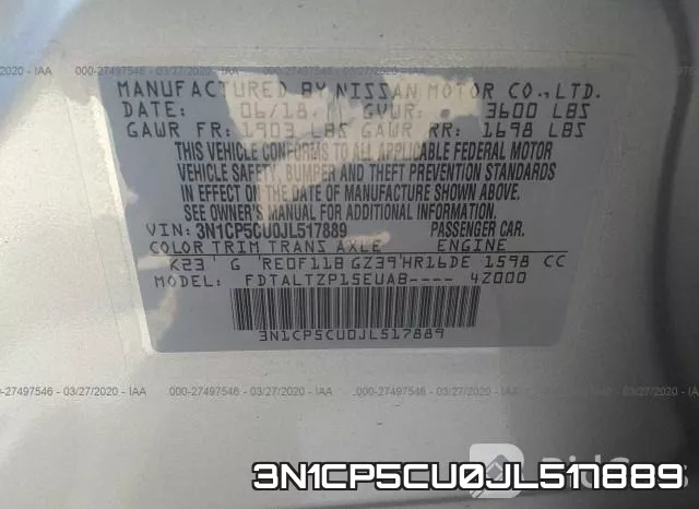 3N1CP5CU0JL517889 фото 4