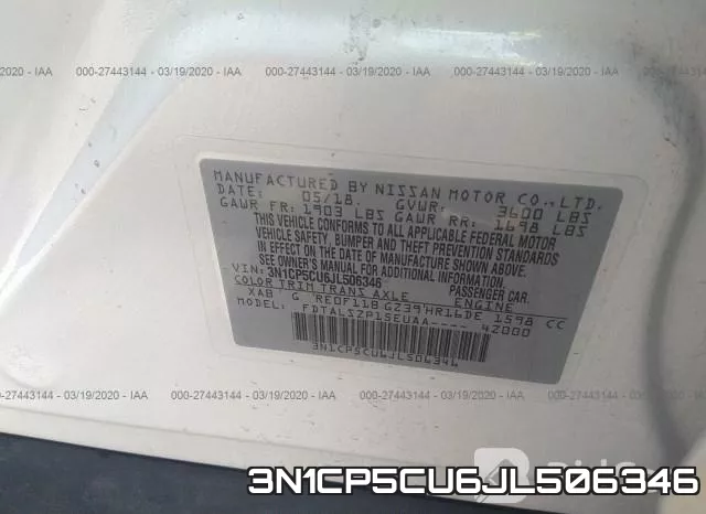 3N1CP5CU6JL506346 фото 5