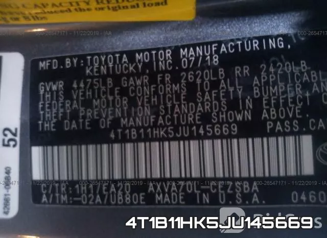 4T1B11HK5JU145669 фото 10
