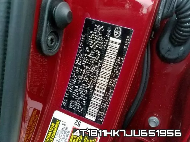 4T1B11HK7JU651956 фото 2