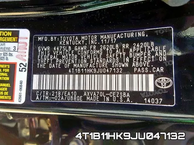 4T1B11HK9JU047132 фото 2