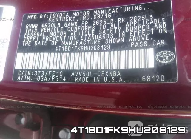 4T1BD1FK9HU208129 фото 10