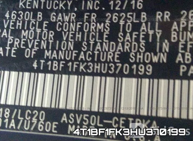 4T1BF1FK3HU370199 фото 10