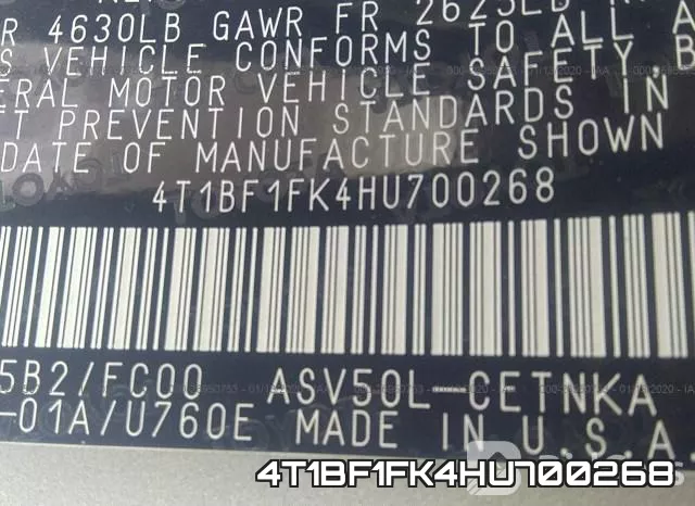 4T1BF1FK4HU700268 фото 7