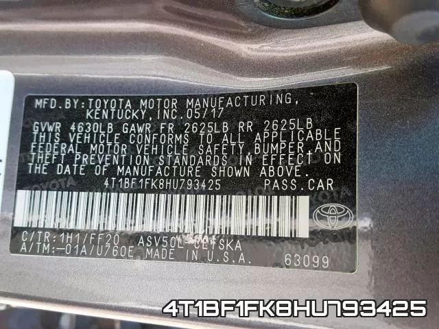 4T1BF1FK8HU793425 фото 2