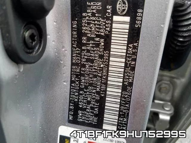 4T1BF1FK9HU752995 фото 2