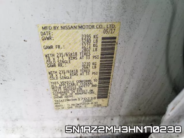 5N1AZ2MH3HN170238 фото 2