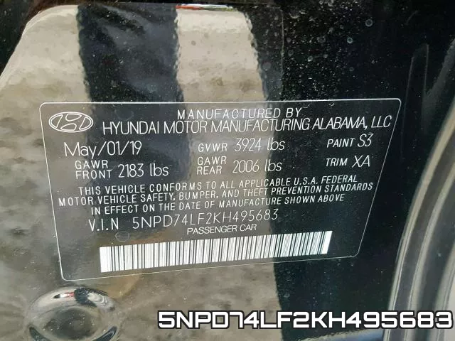 5NPD74LF2KH495683 фото 2