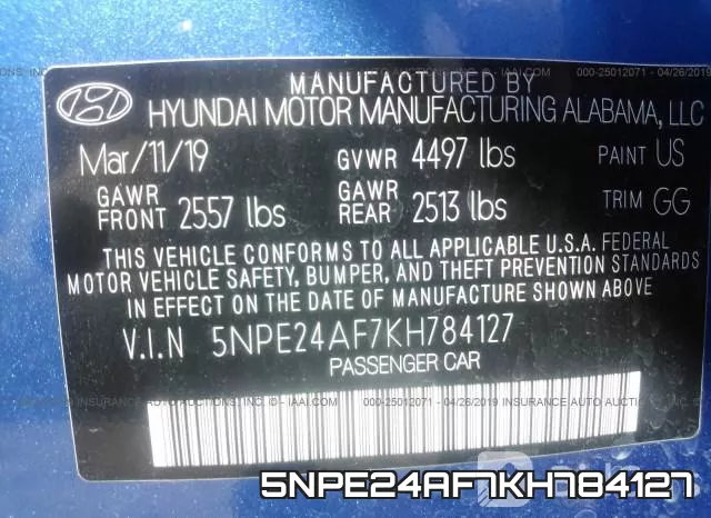 5NPE24AF7KH784127 фото 10