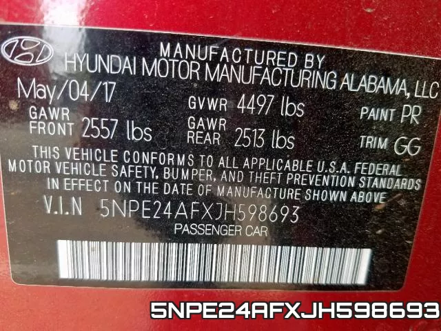 5NPE24AFXJH598693 фото 2