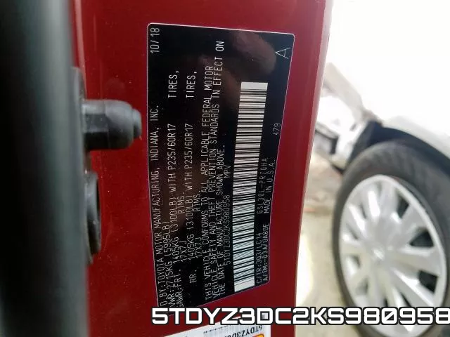 5TDYZ3DC2KS980958 фото 2